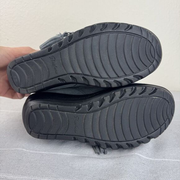 Skechers Parallel Triple Threat Suede Wedge Booties Ankle Boot Charcoal Gray 7 - Picture 14 of 15